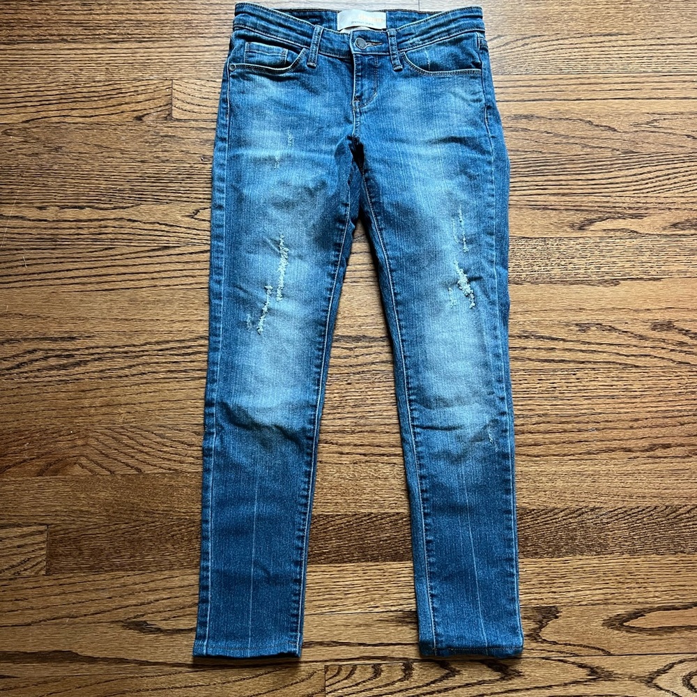 Cafe Denim Distressed Medium Wash Low Rise Skinny Jeans Size 1/2